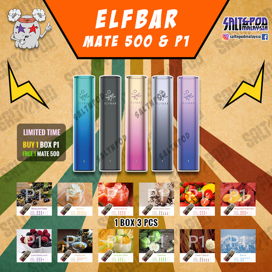 DISPOSABLE : ELFBAR MATE 500 ELF BAR P1 PREFILLED CLOSE SYSTEM