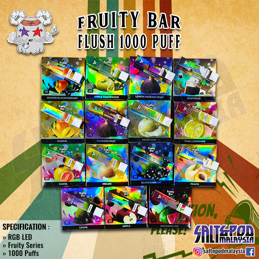 Disposable Pod : FRUITY BAR FLUSH 1000 Puff LED Version