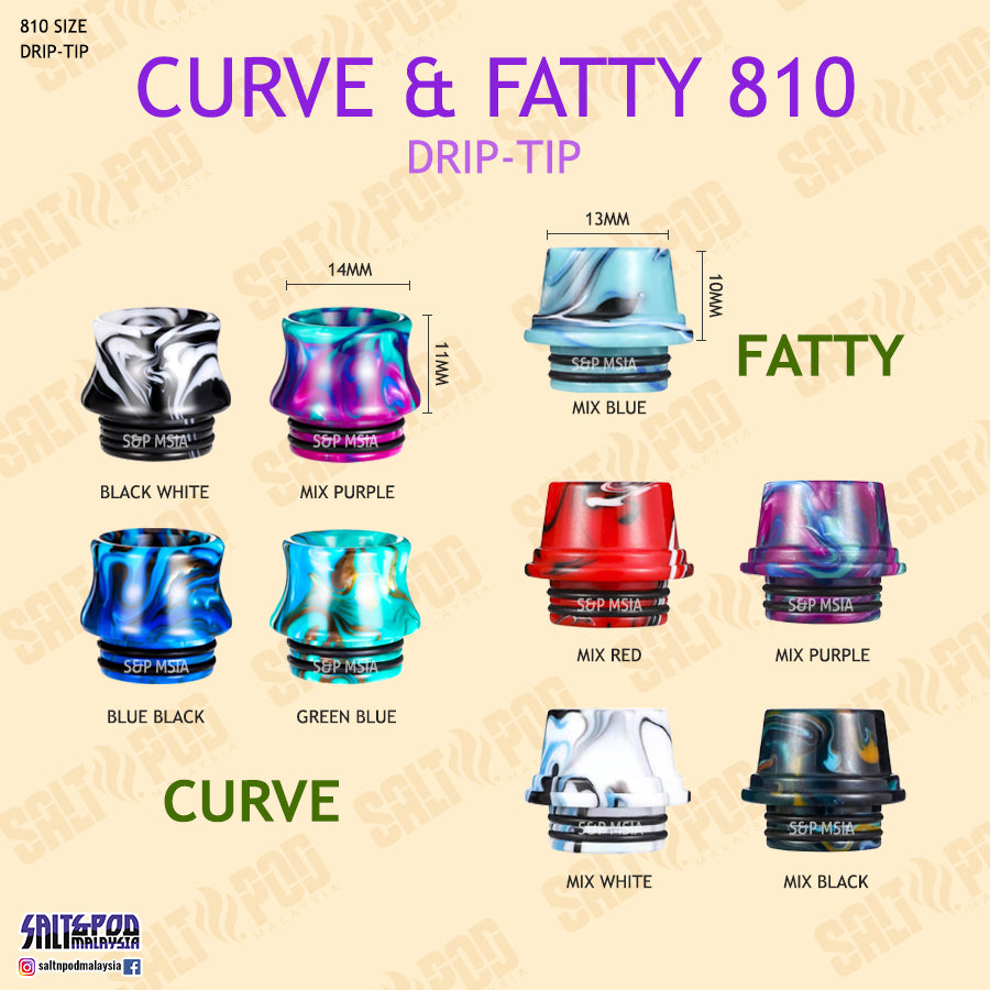 DRIP TIP 810 DRIP TIP FATTY & CURVE Cloudflask DripTip RTA Salt