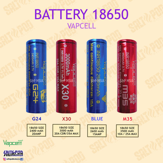 VAPCELL : BATTERY 18650 SIZE