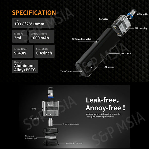 VEEPON : VEEX POD 40W 1000 mAh