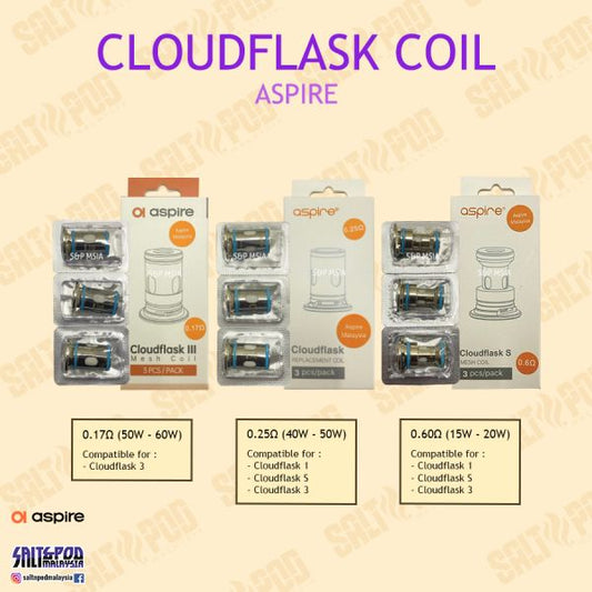 ASPIRE : CLOUDFLASK COIL CLOUDFLASK S OCC CLOUDFLASK 3